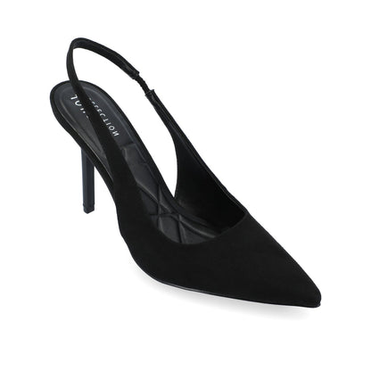 Journee ELENNEY STILETTO HEELS IN WIDE - Black Faux Suede