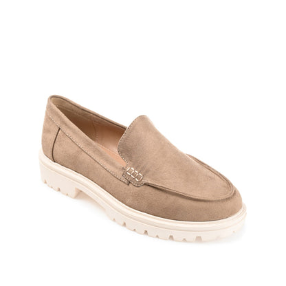 Journee ERIKA FAUX SUEDE LOAFER FLAT IN WIDE - Taupe Suede