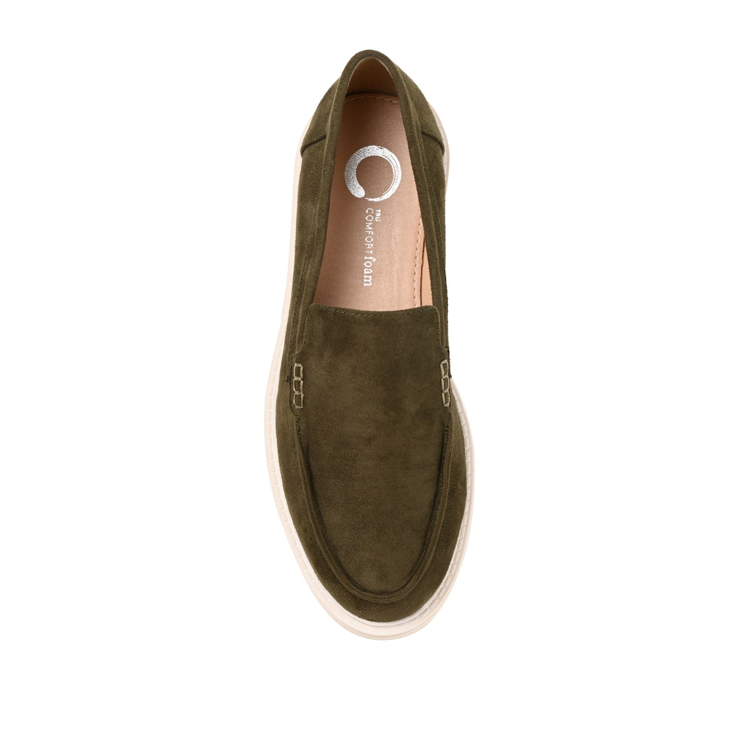 Journee ERIKA FAUX SUEDE LOAFER FLAT IN WIDE - Olive Faux Suede
