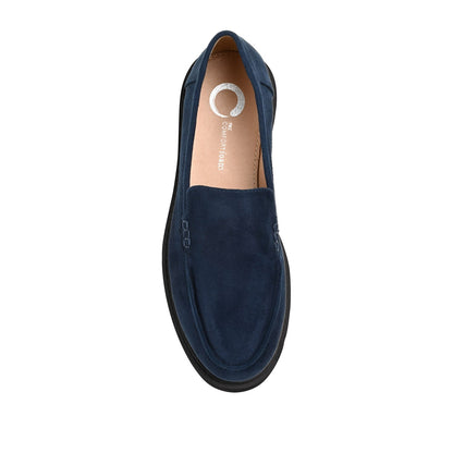 Journee ERIKA FAUX SUEDE LOAFER FLAT IN WIDE - Navy Faux Suede