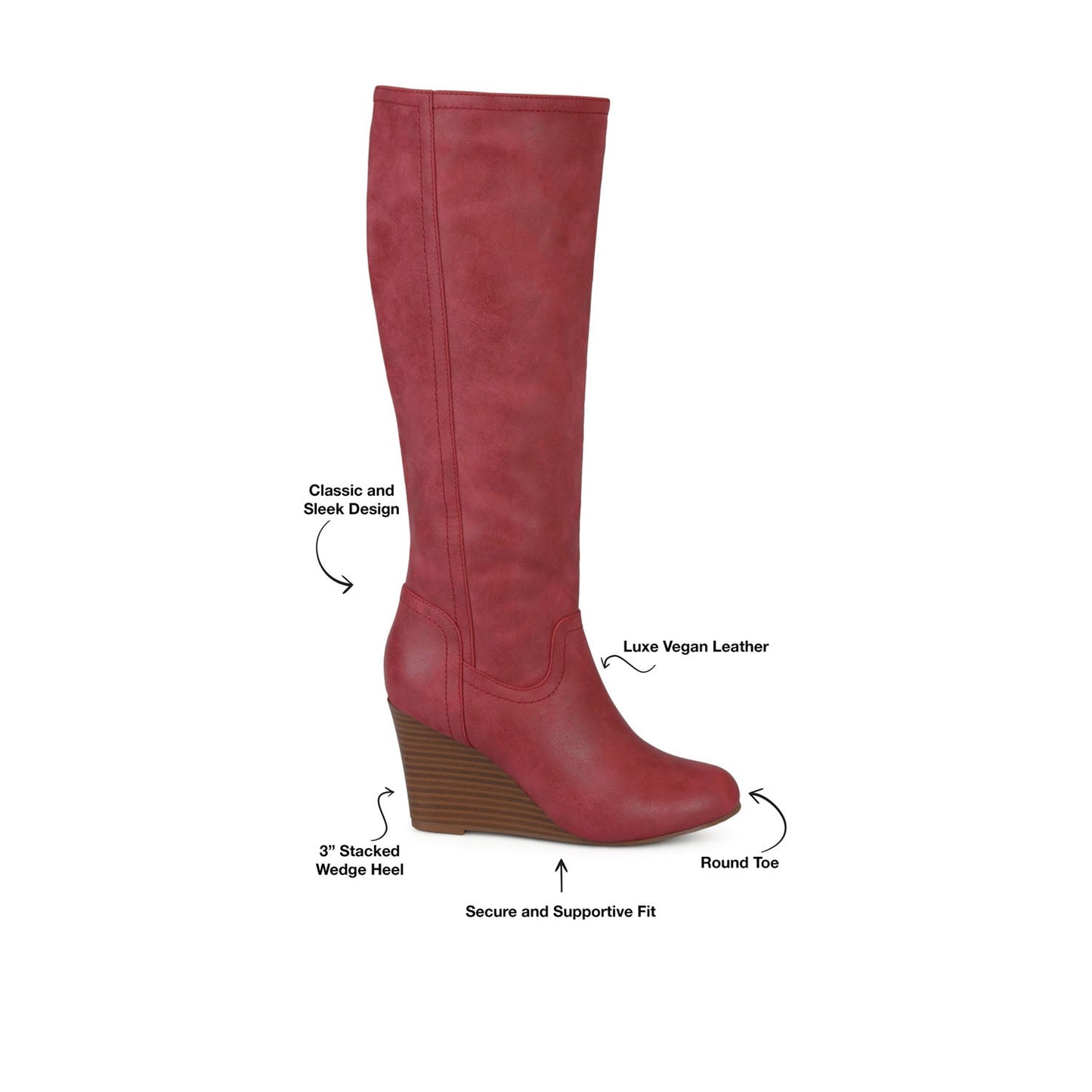 Journee LANGLY KNEE-HIGH BOOTS IN WIDE CALF - Red