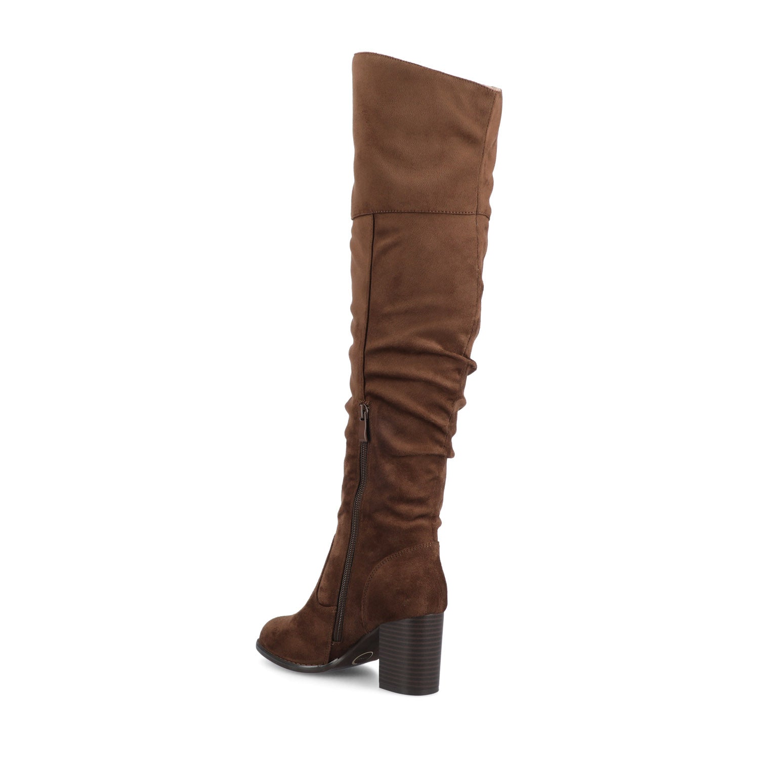 Journee KAISON THIGH HIGH BOOTS IN WIDE CALF - Chocolate Suede