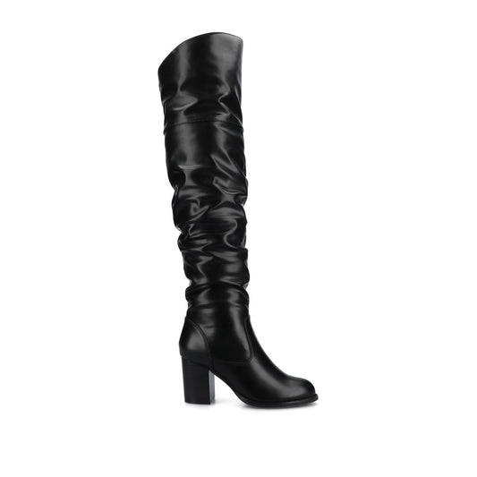 Journee KAISON THIGH HIGH BOOTS IN WIDE CALF - Black PU