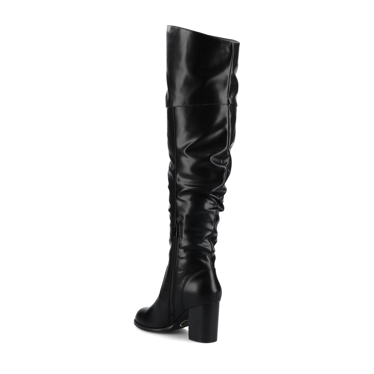 Journee KAISON THIGH HIGH BOOTS IN WIDE CALF - Black PU