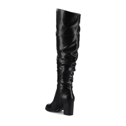 Journee KAISON THIGH HIGH BOOTS IN WIDE CALF - Black PU