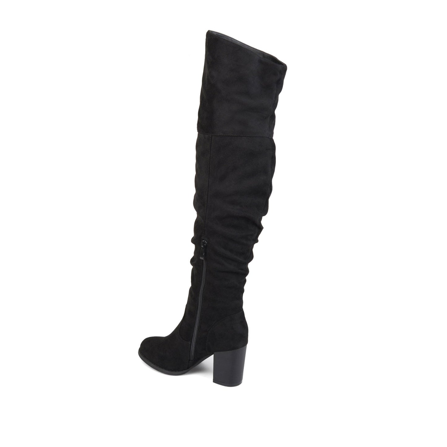 Journee KAISON THIGH HIGH BOOTS IN WIDE CALF - Black Faux Suede