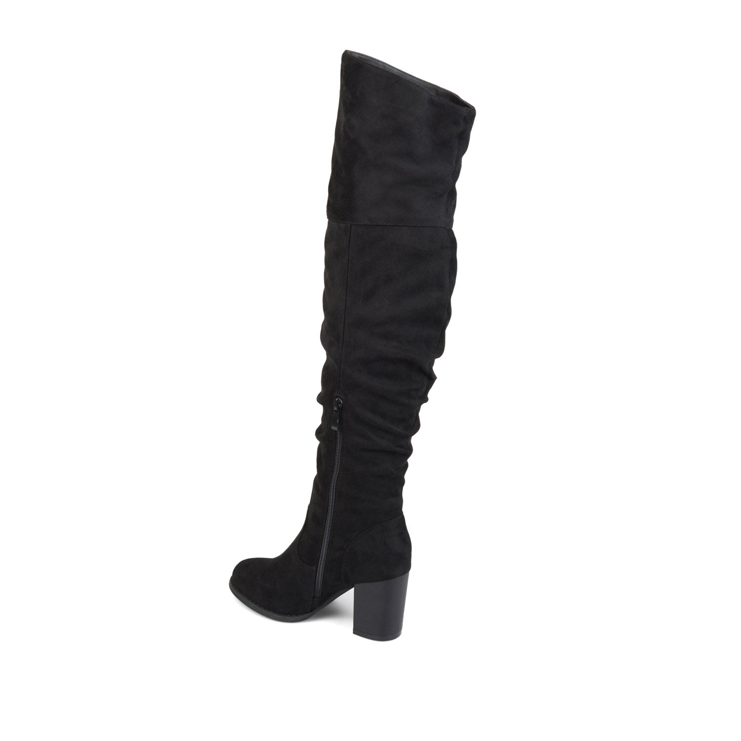 Journee KAISON THIGH HIGH BOOTS IN WIDE CALF - Black Faux Suede
