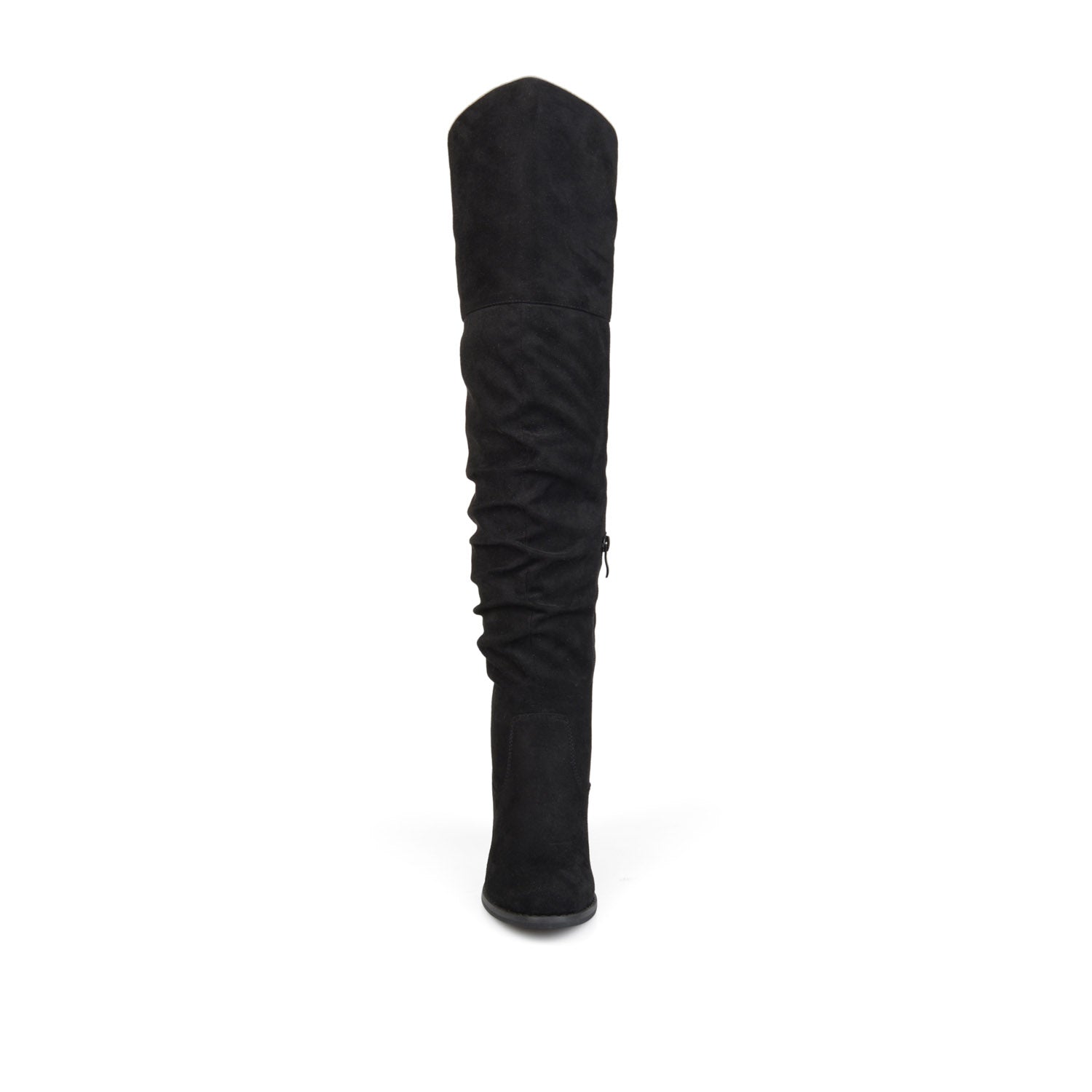 Journee KAISON THIGH HIGH BOOTS IN WIDE CALF - Black Faux Suede