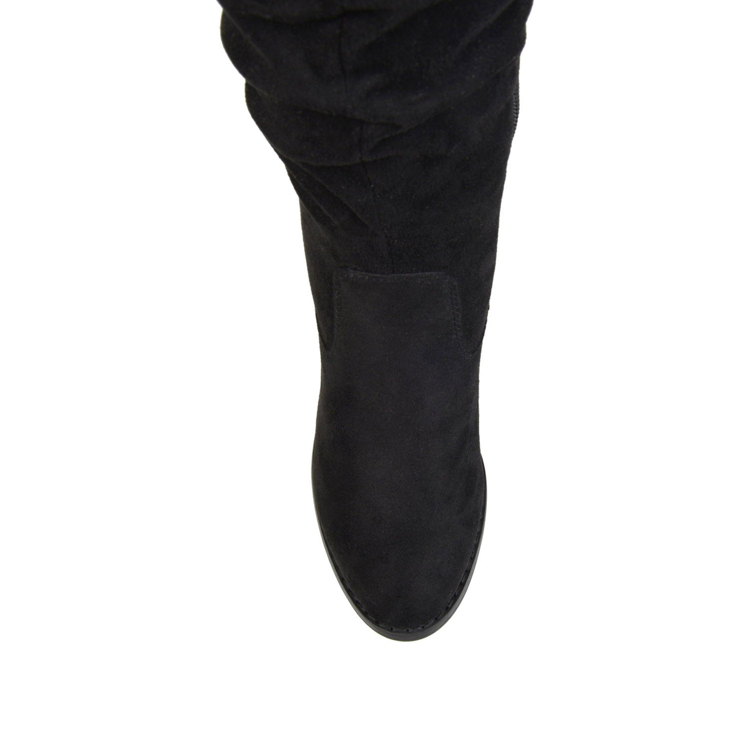 Journee KAISON THIGH HIGH BOOTS IN WIDE CALF - Black Faux Suede