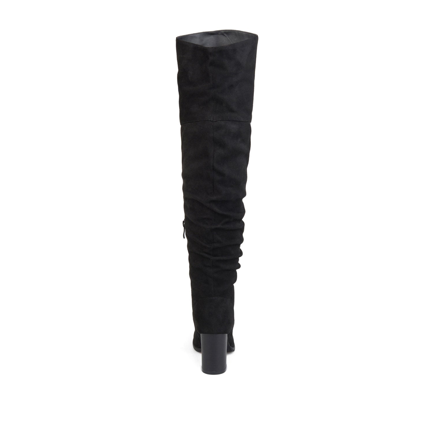Journee KAISON THIGH HIGH BOOTS IN WIDE CALF - Black Faux Suede