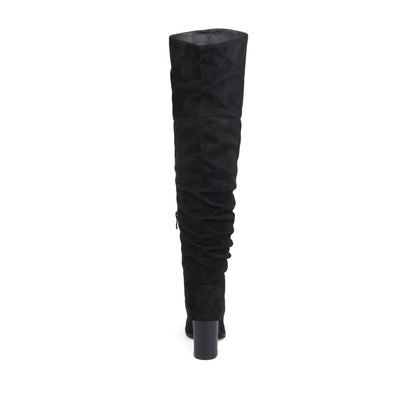 Journee KAISON THIGH HIGH BOOTS IN WIDE CALF - Black Faux Suede