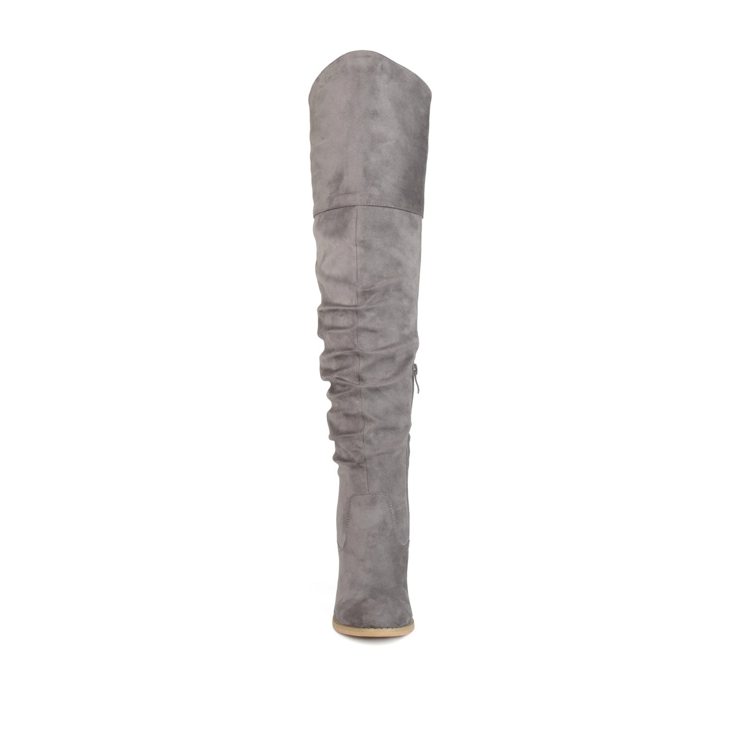 Journee KAISON THIGH HIGH BOOTS IN WIDE CALF - Grey Faux Suede