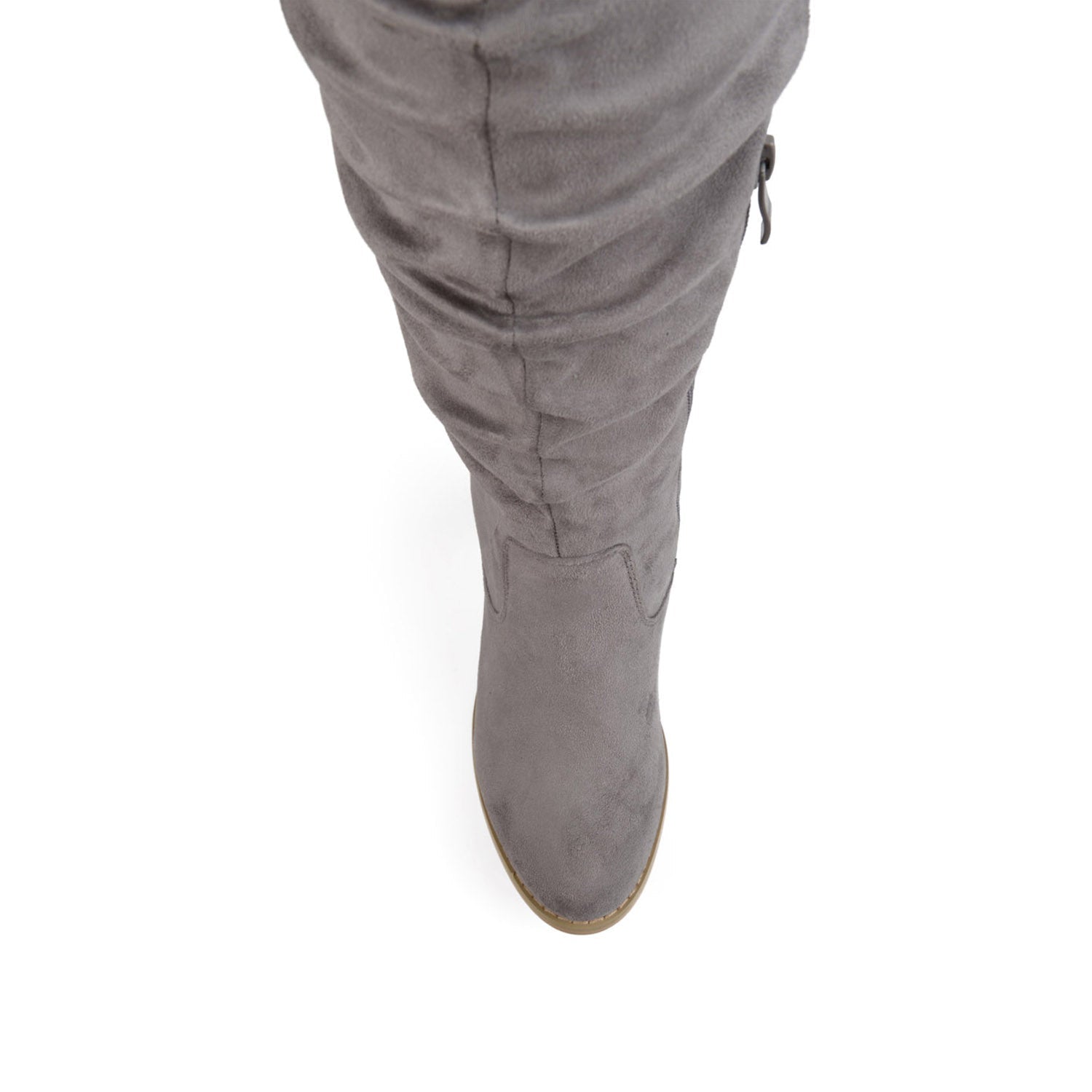 Journee KAISON THIGH HIGH BOOTS IN WIDE CALF - Grey Faux Suede