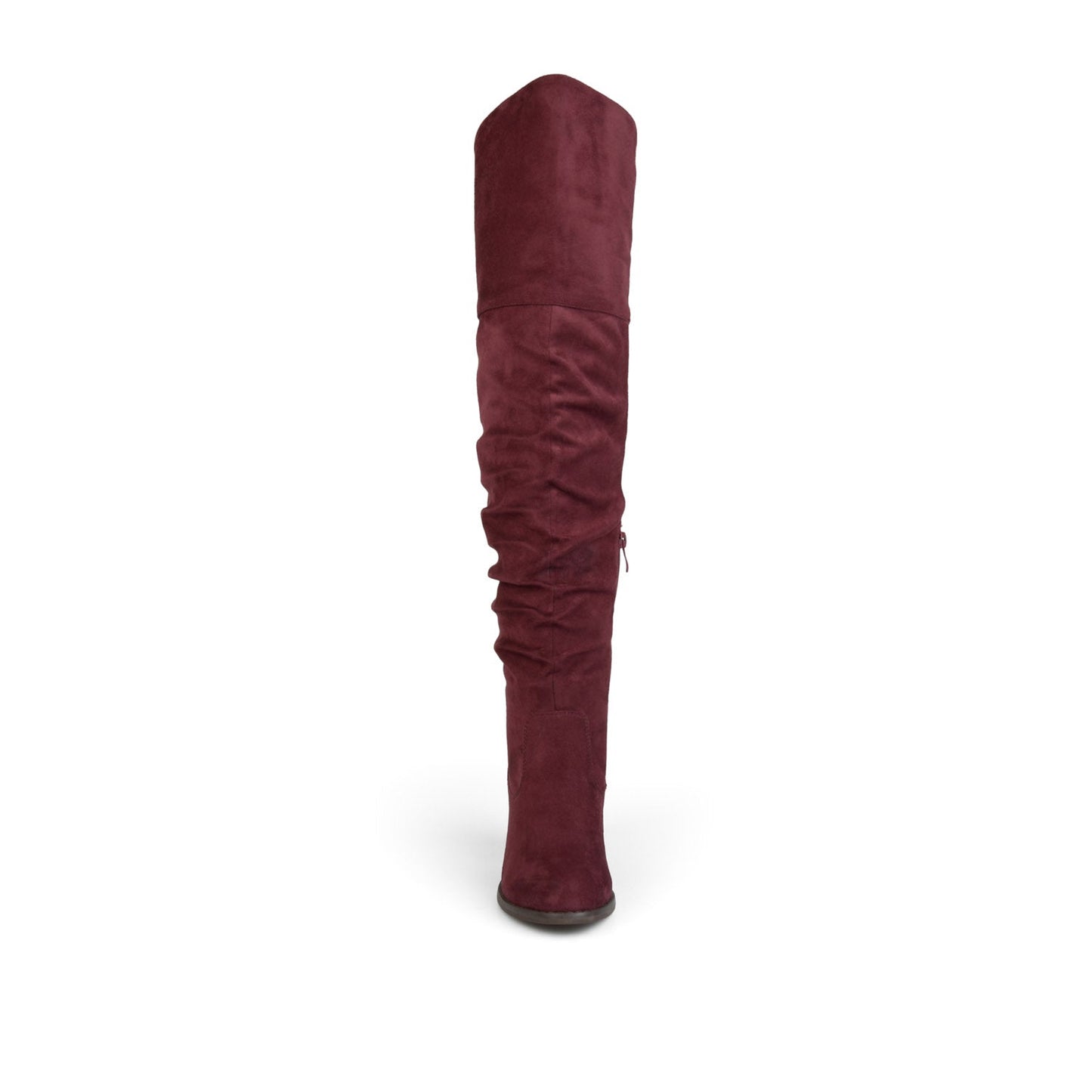 Journee KAISON THIGH HIGH BOOTS IN WIDE CALF - Wine Faux Suede