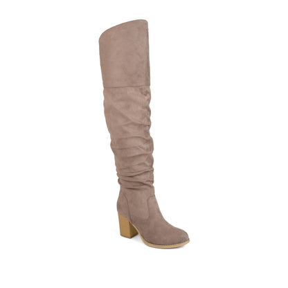 Journee KAISON THIGH HIGH BOOTS IN WIDE CALF - Taupe Suede