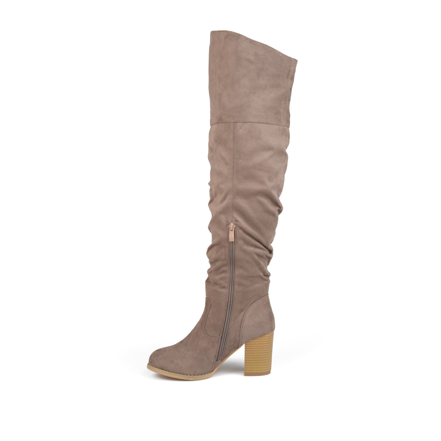 Journee KAISON THIGH HIGH BOOTS IN WIDE CALF - Taupe Suede