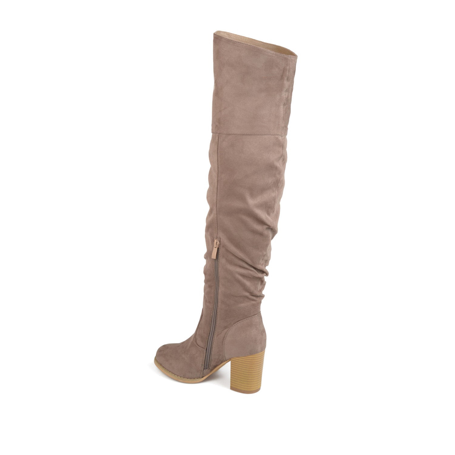 Journee KAISON THIGH HIGH BOOTS IN WIDE CALF - Taupe Suede