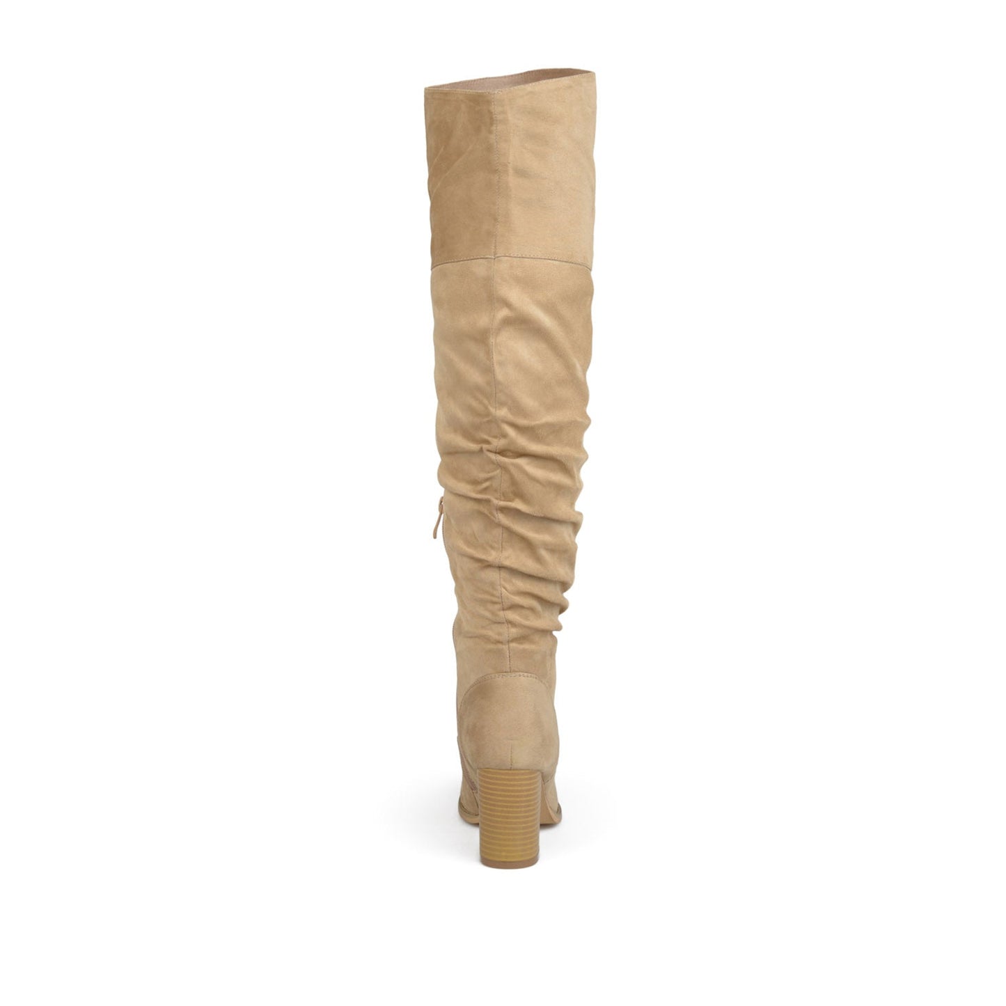 Journee KAISON THIGH HIGH BOOTS IN WIDE CALF - Stone Faux Suede