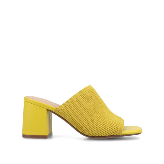 Journee LORENNA MULE BLOCK HEELS IN KNIT FABRIC - Mango