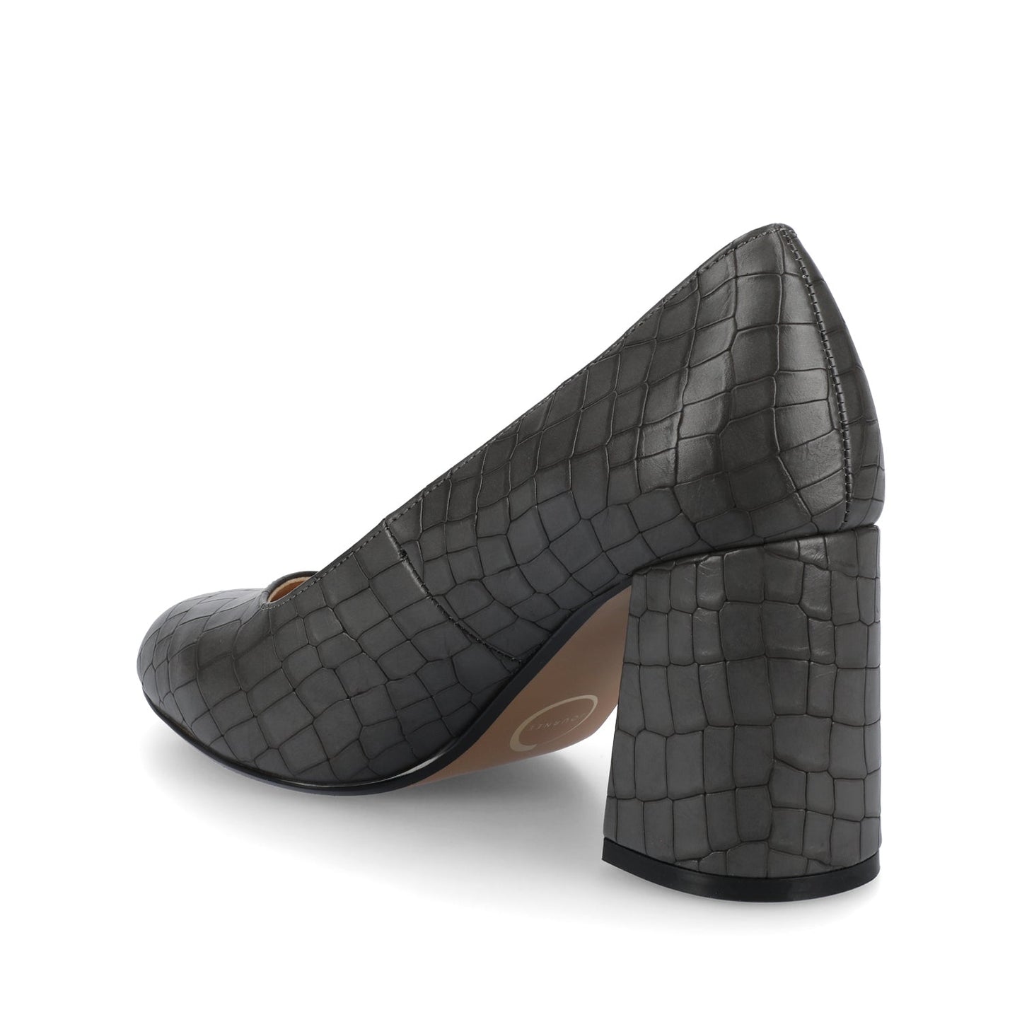 Journee SERAPHINA BLOCK HEEL PUMPS - Croco Charcoal