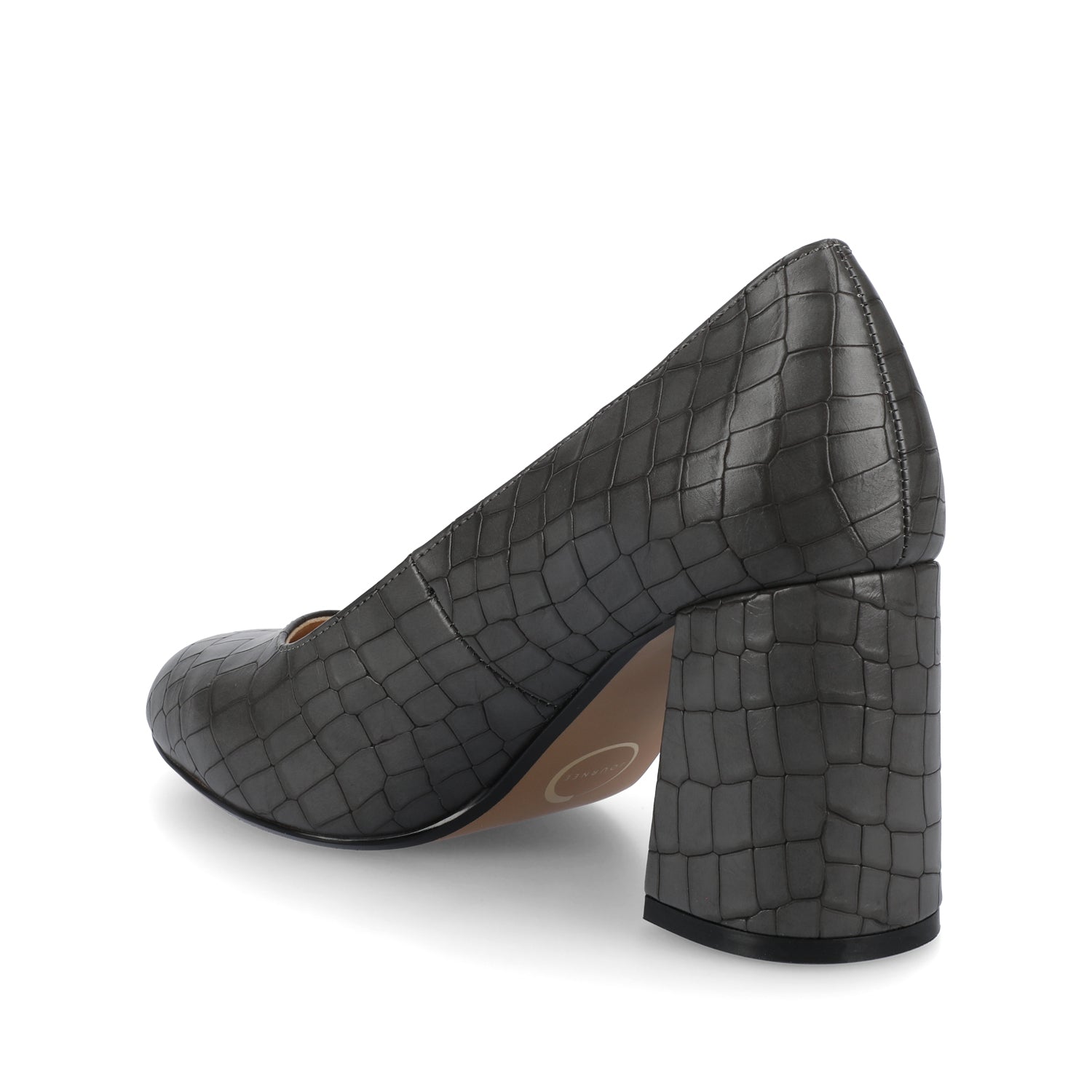 Journee SERAPHINA BLOCK HEEL PUMPS - Croco Charcoal
