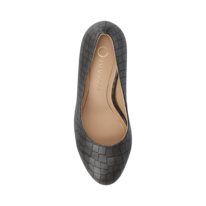 Journee SERAPHINA BLOCK HEEL PUMPS - Croco Charcoal