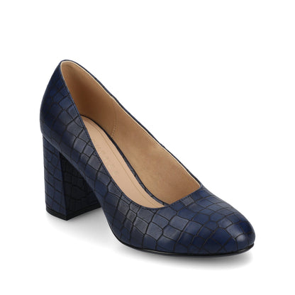 Journee SERAPHINA BLOCK HEEL PUMPS - Croco Blue