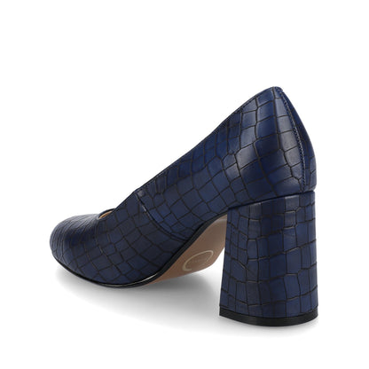 Journee SERAPHINA BLOCK HEEL PUMPS - Croco Blue