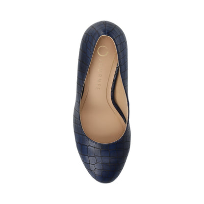 Journee SERAPHINA BLOCK HEEL PUMPS - Croco Blue