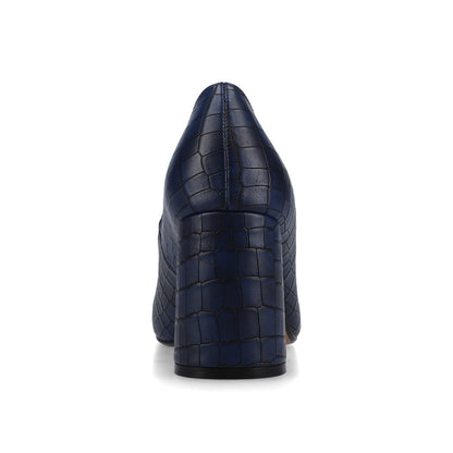 Journee SERAPHINA BLOCK HEEL PUMPS - Croco Blue