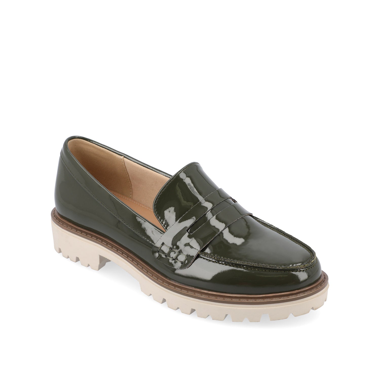 Journee KENLY LOAFER FLATS IN VEGAN LEATHER - Green Patent