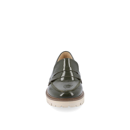 Journee KENLY LOAFER FLATS IN VEGAN LEATHER - Green Patent