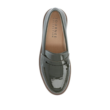 Journee KENLY LOAFER FLATS IN VEGAN LEATHER - Green Patent