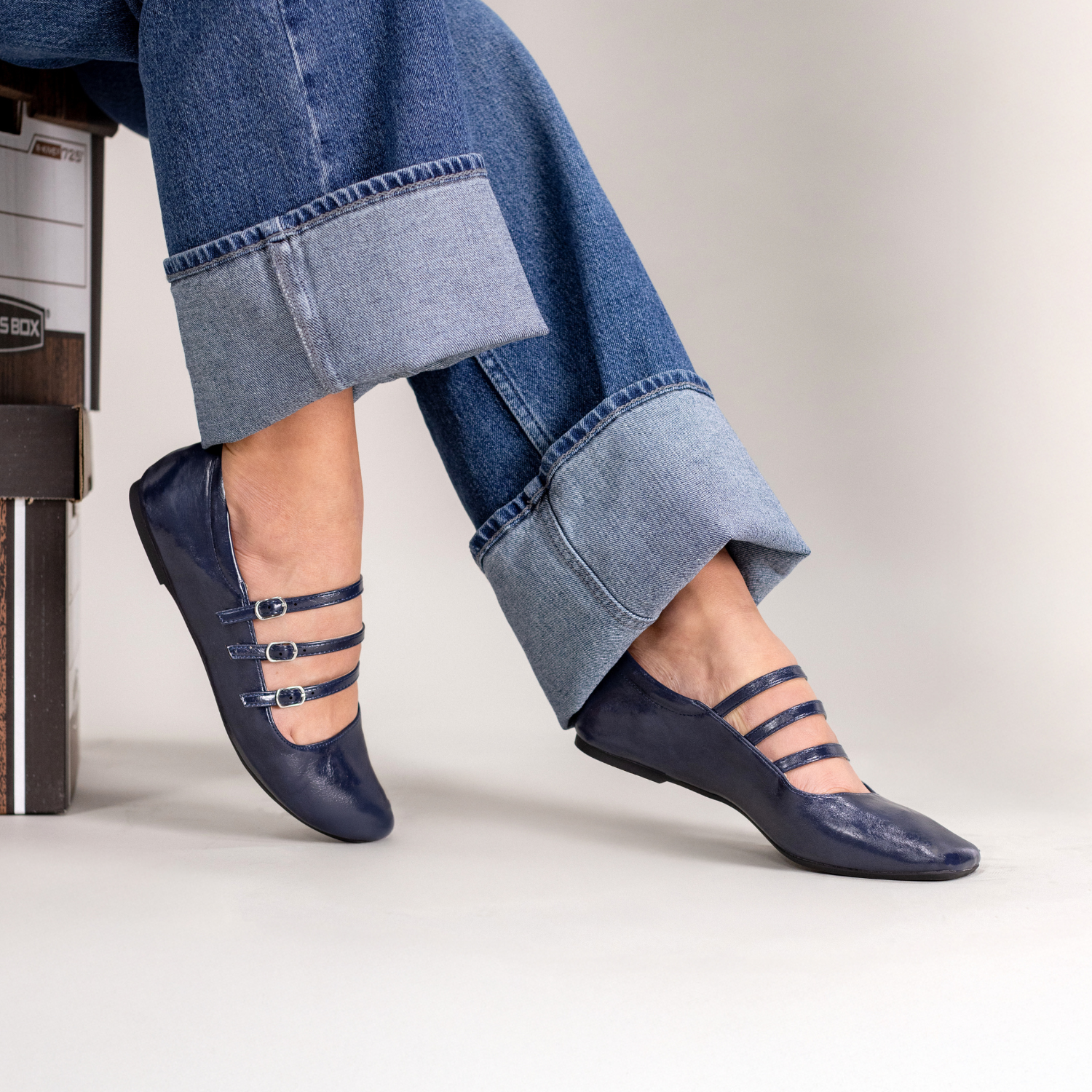 Journee DARLIN BALLET FLATS IN STATEMENT - Crinkle Navy