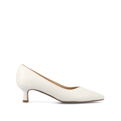 Journee PAMMIE VEGAN LEATHER KITTEN HEELS IN WIDE - White PU