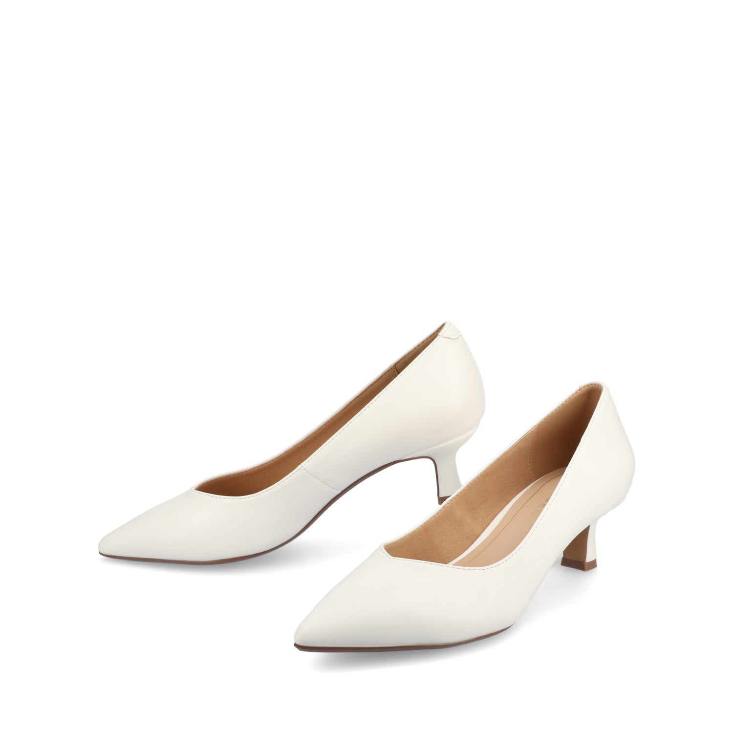 Journee PAMMIE VEGAN LEATHER KITTEN HEELS IN WIDE - White PU