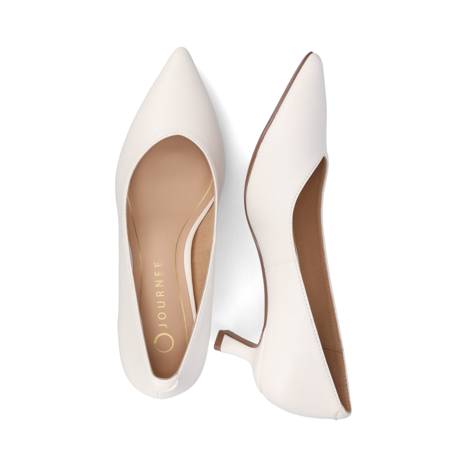 Journee PAMMIE VEGAN LEATHER KITTEN HEELS IN WIDE - White PU