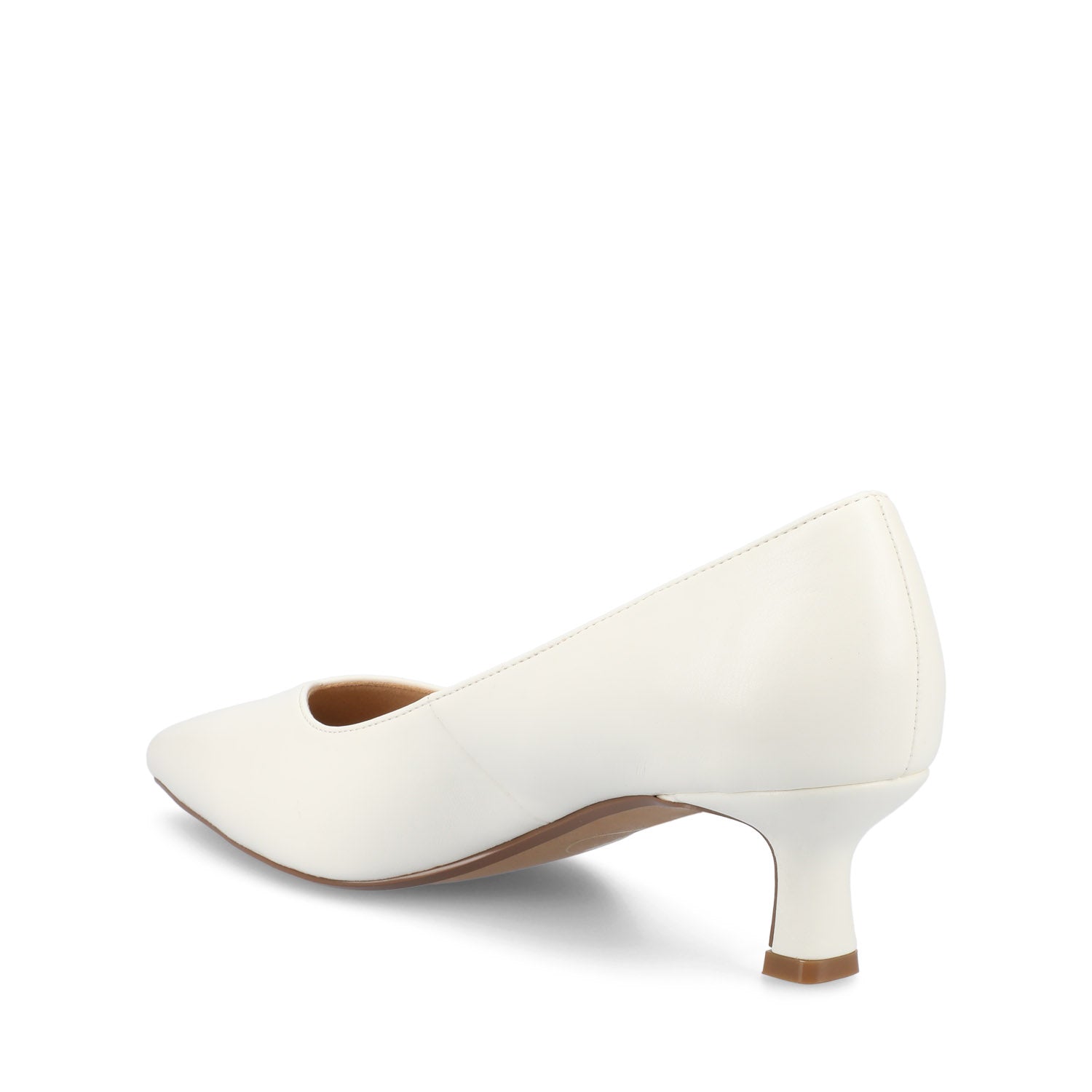 Journee PAMMIE VEGAN LEATHER KITTEN HEELS IN WIDE - White PU