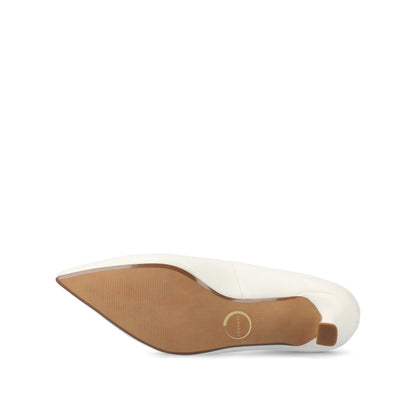 Journee PAMMIE VEGAN LEATHER KITTEN HEELS IN WIDE - White PU