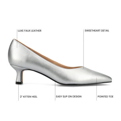 Journee PAMMIE KITTEN HEELS IN VEGAN LEATHER - Silver PU