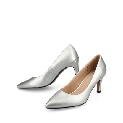 Journee SCYLEE STILETTO PUMP HEELS IN VEGAN LEATHER - Silver PU