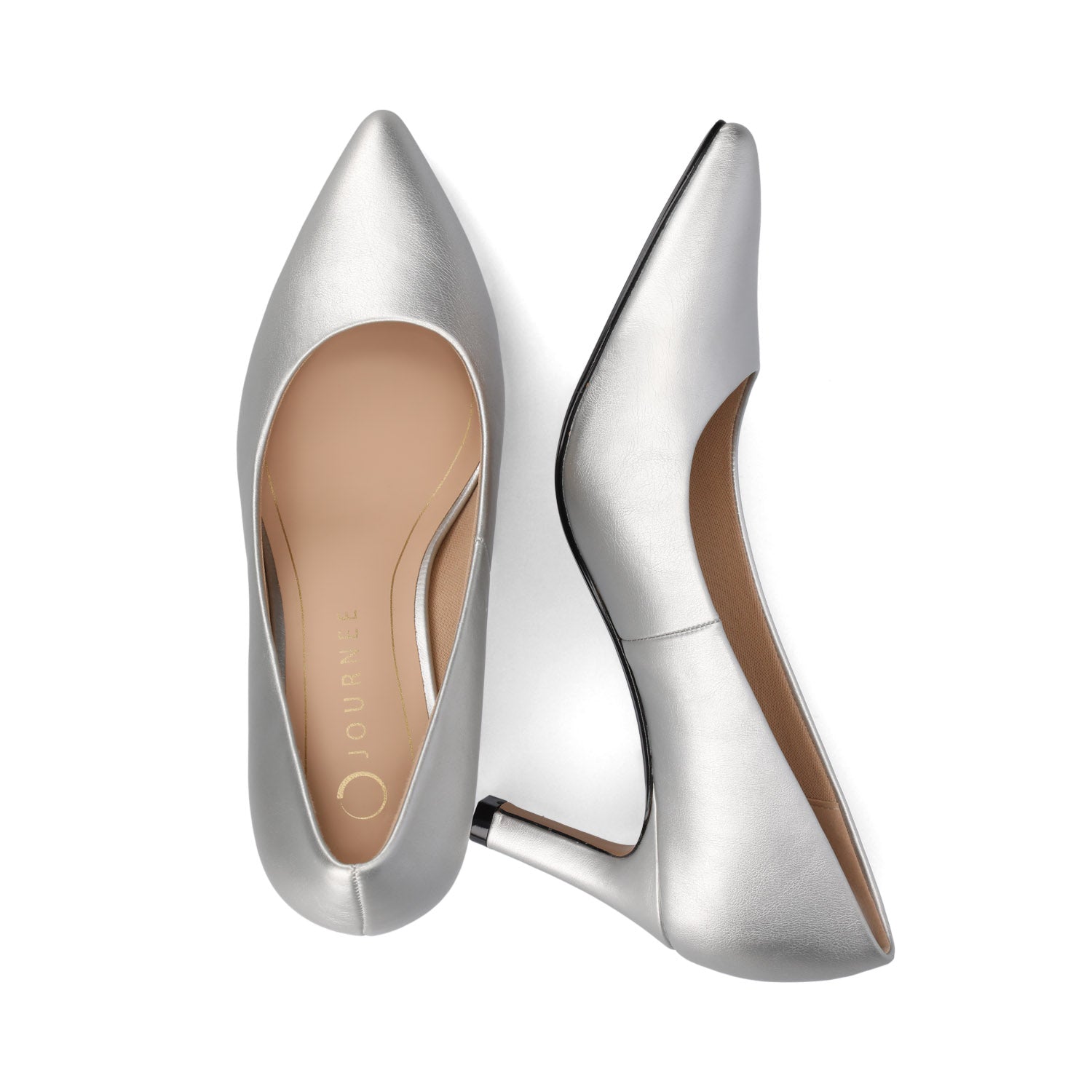 Journee SCYLEE STILETTO PUMP HEELS IN VEGAN LEATHER - Silver PU