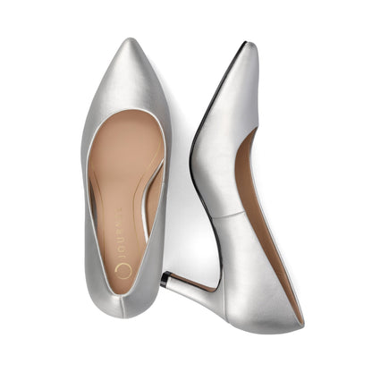 Journee SCYLEE STILETTO PUMP HEELS IN VEGAN LEATHER - Silver PU
