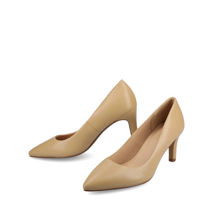 Journee SCYLEE STILETTO PUMP HEELS IN VEGAN LEATHER - Tan PU