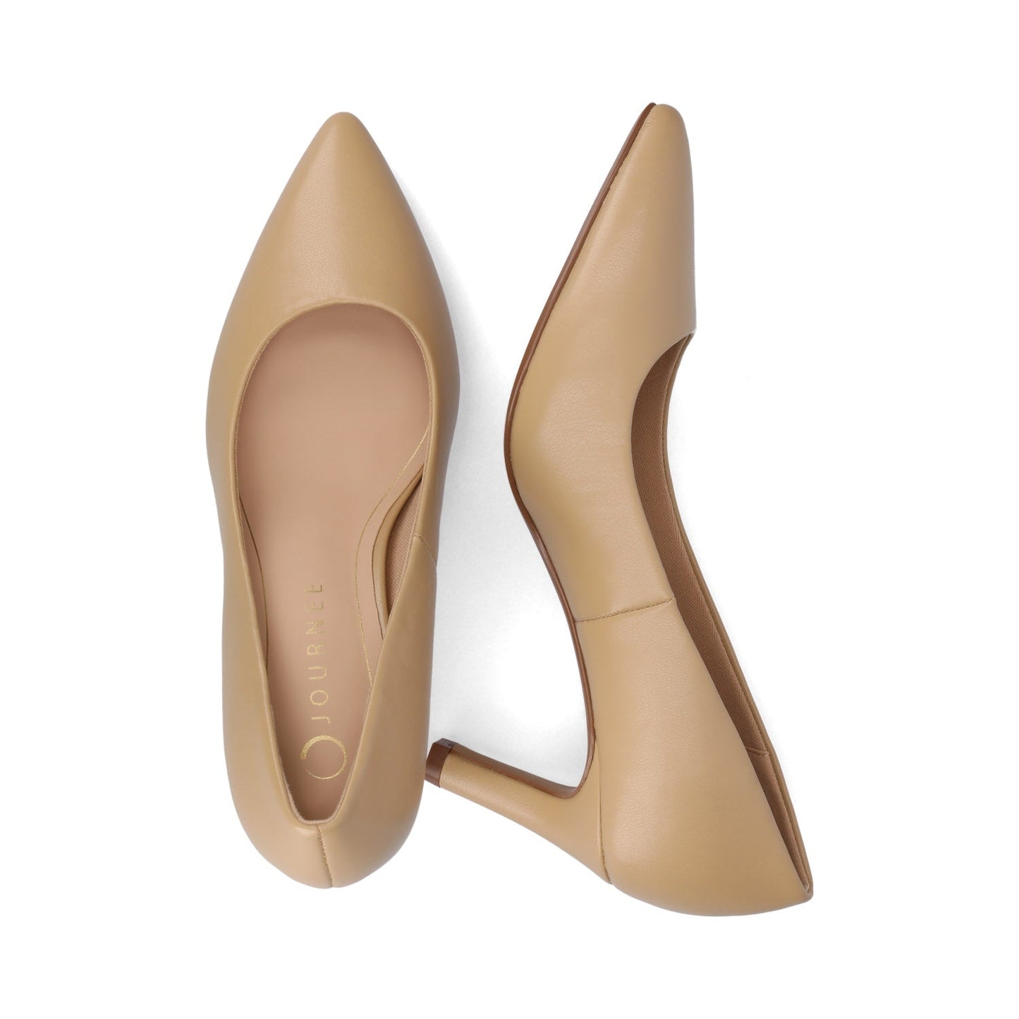 Journee SCYLEE STILETTO PUMP HEELS IN VEGAN LEATHER - Tan PU