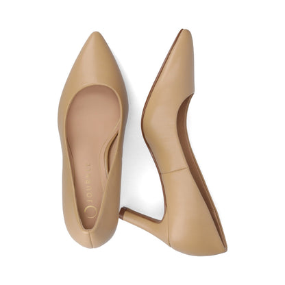 Journee SCYLEE STILETTO PUMP HEELS IN VEGAN LEATHER - Tan PU