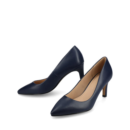 Journee SCYLEE STILETTO PUMP HEELS IN VEGAN LEATHER - Navy PU