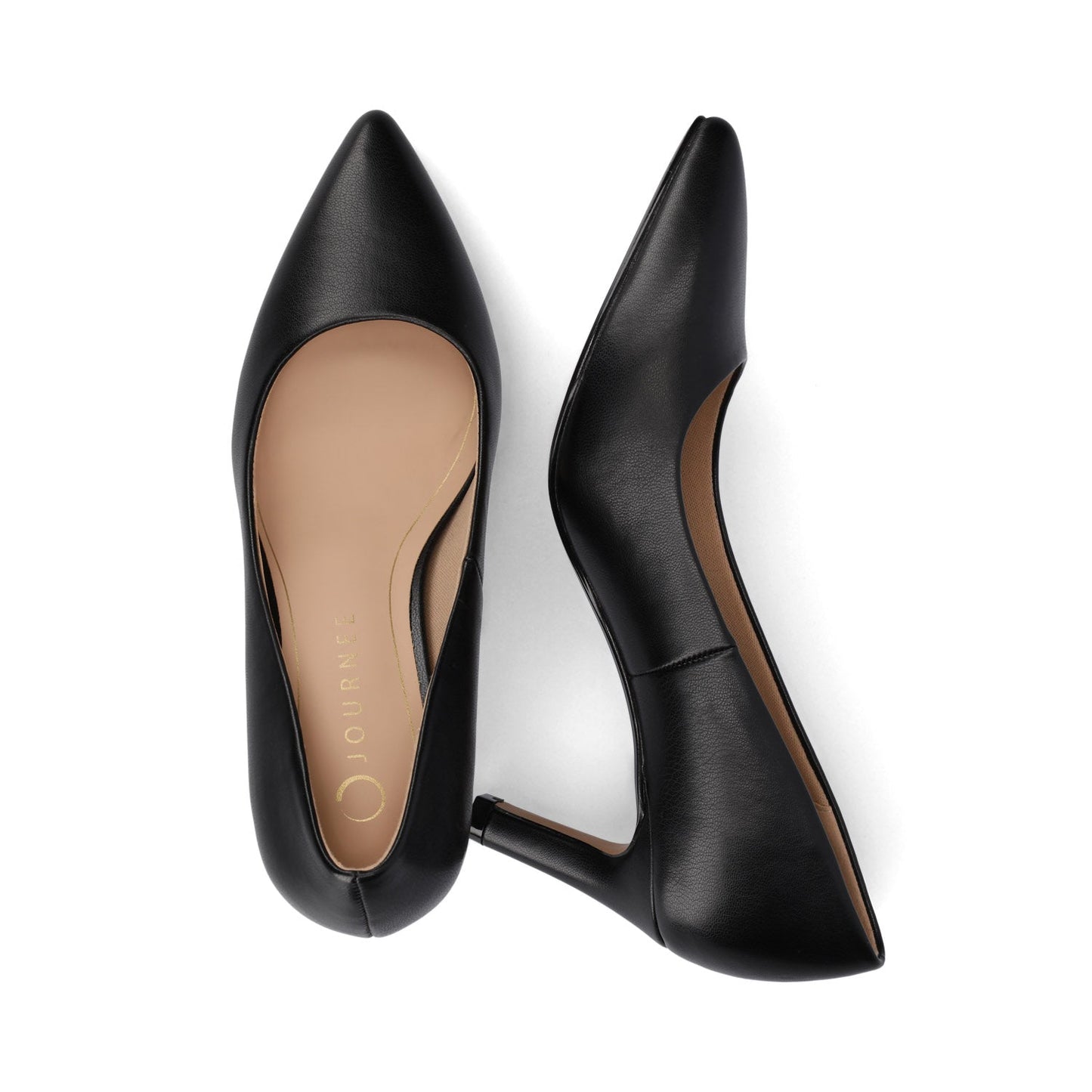 Journee SCYLEE STILETTO PUMP HEELS IN VEGAN LEATHER - Black PU