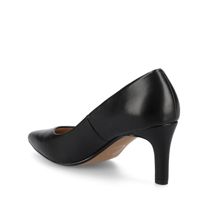 Journee SCYLEE STILETTO PUMP HEELS IN VEGAN LEATHER - Black PU