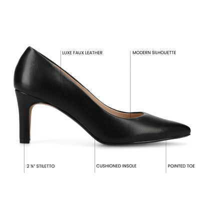 Journee SCYLEE STILETTO PUMP HEELS IN VEGAN LEATHER - Black PU